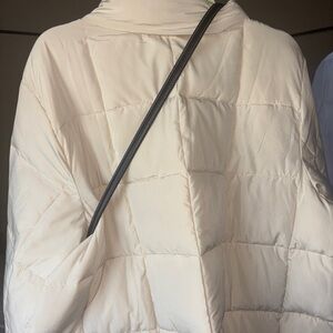 Cream Quilted Jacket with Black Strap